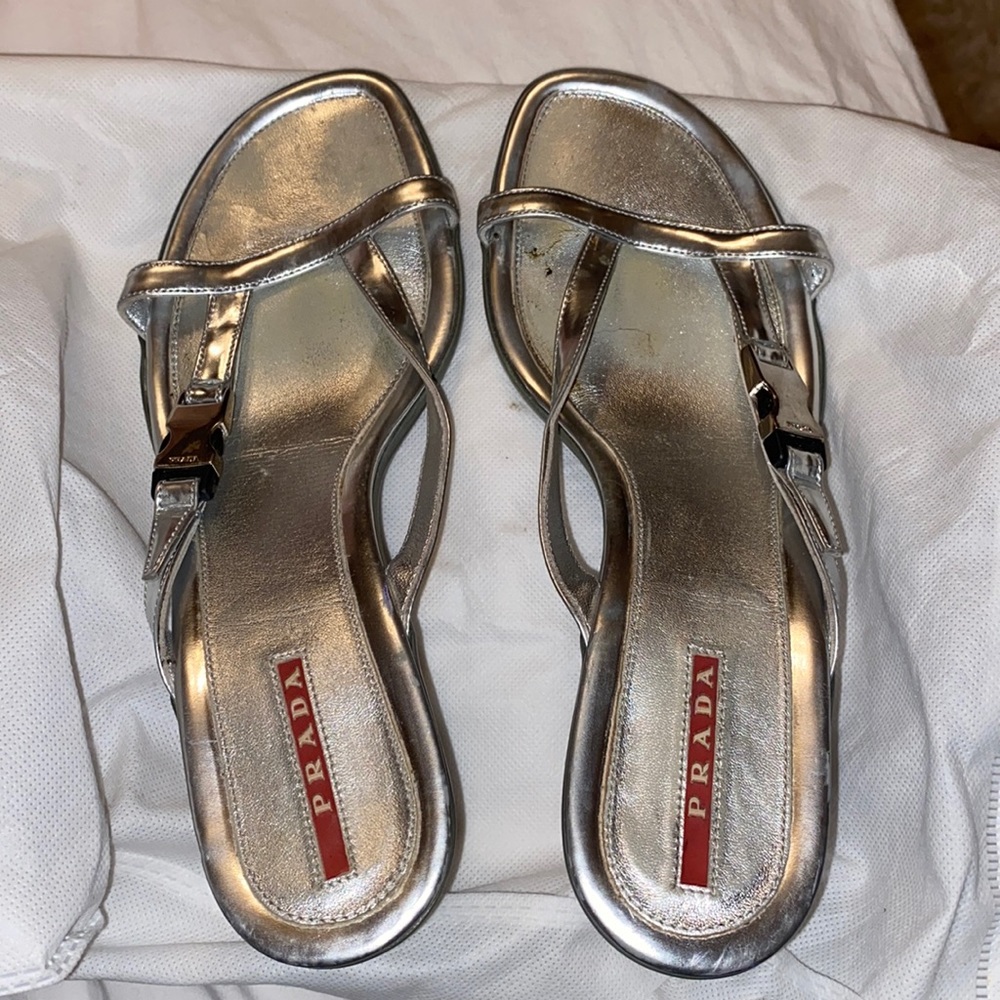 Silver 100% Authentic Prada Heels Size 39